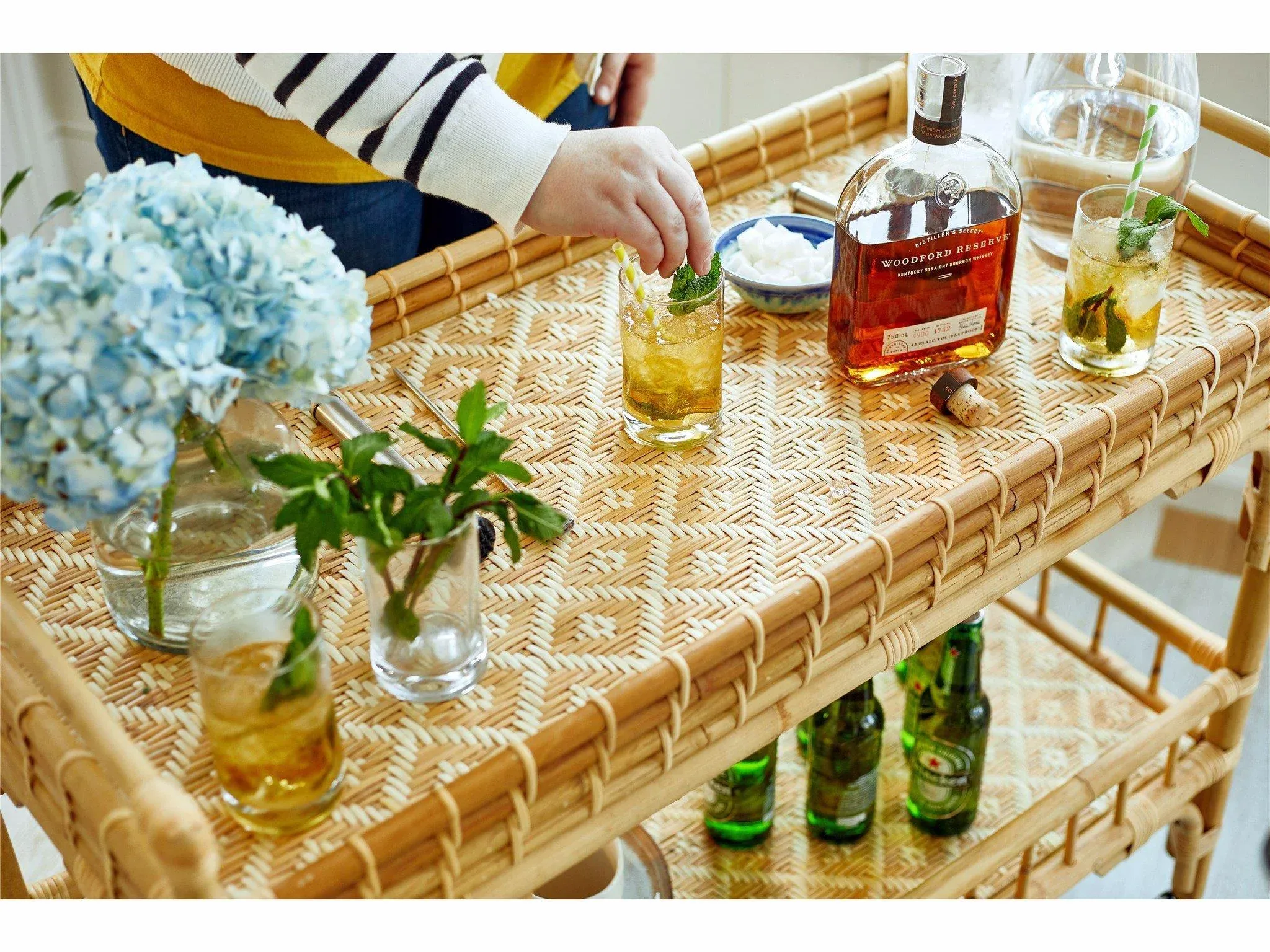 Wythe Home Shoreline Rattan Bar Cart - Thumbnail 4