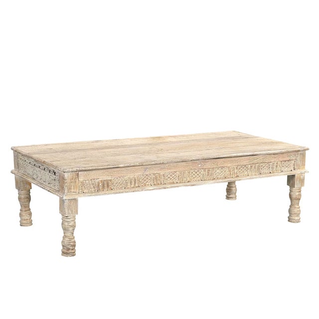 Farmhouse 1930s Rustic White Reclaimed Wood Rectangular Coffee Table – 1 Piece For Sale - Image 3 of 3