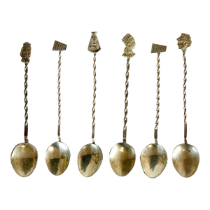 Antique Italian Silver Plate Demitasse Spoons - Set of 6