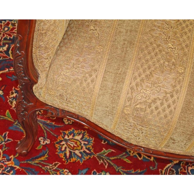 Late 20th Century Mahogany Louis XV French Style Tufted Loveseat Sofa Settee For Sale - Image 10 of 12