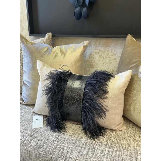 Ostrich Navy Pillow For Sale - Image 4 of 4