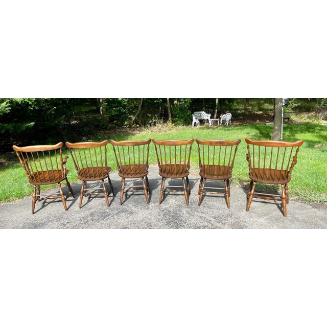 Mid 20th Century Vintage L. Hitchcock Fan Back Windsor Chairs Set of