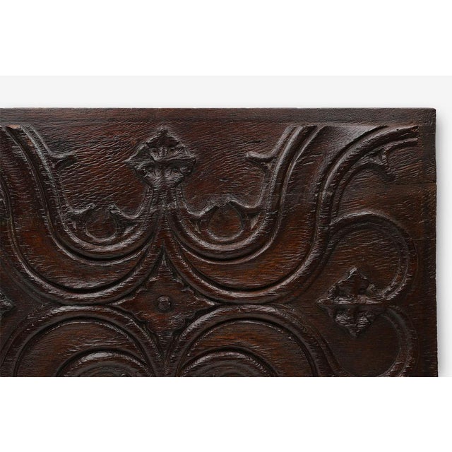 16th Century Hand-Crafted Gothic Panel in Oak, Belgium For Sale - Image 4 of 12