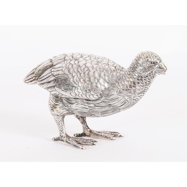 Antique Belgian Silver Grouse Game Birds, 19th Century, Set of 2 For Sale - Image 4 of 18