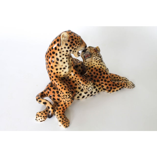 Italian Ceramic Cheetahs Figurine Chairish