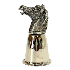 Hallmarked Gucci, Italy Silver-Plate Horse Head Stirrup Cup, Italy 1970s