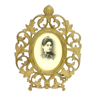 Antique Brass Picture Frame For Sale