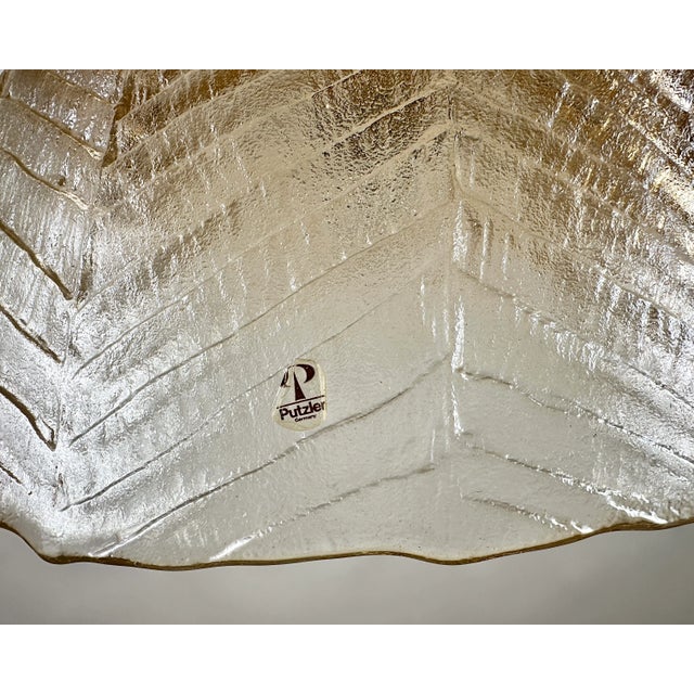 1960s Vintage Mid-Century German Pendant Lamp with Brass & Textured Ombre Glass Shade from Peil Putzler, 1960s For Sale - Image 5 of 8