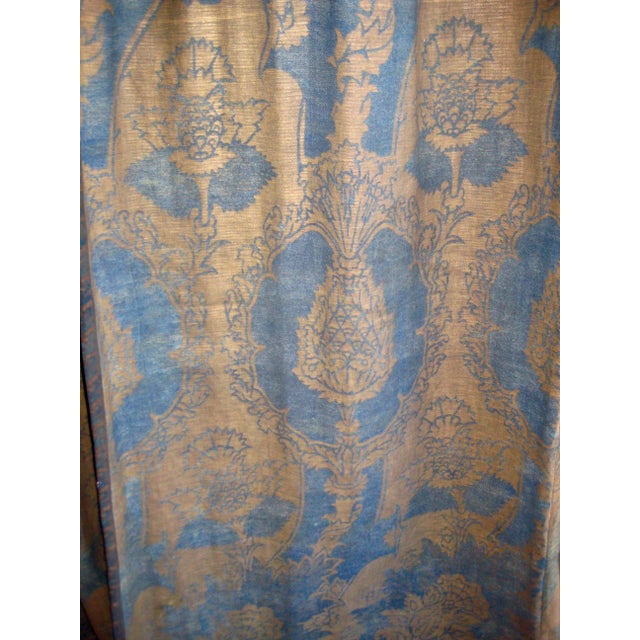 Renaissance Antique Fortuny Set of Curtains-Drapes and Valence For Sale - Image 3 of 17