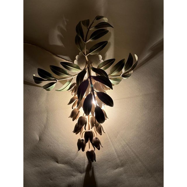 Hand-Painted Wisteria Flower Wall Lamps by Hans Kögl, 1970s, Set of 3 For Sale - Image 12 of 14