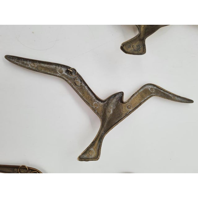 Modernist Brass Wall Seagulls, 1960s, Set of 5 For Sale - Image 6 of 10