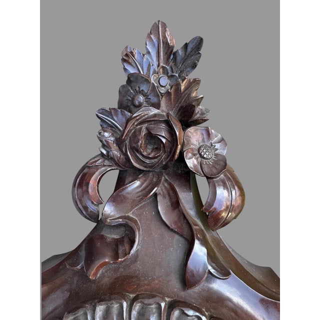 Mid 20th Century Vintage Floral Carved Wall Hanging Clock Sweden Westerstrand For Sale - Image 5 of 10