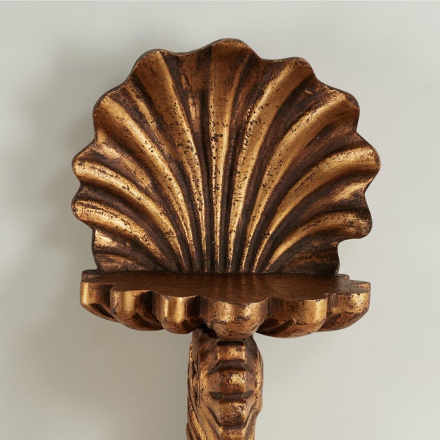 Wood Group of Four Antique Italian Seashell and Seahorse Wall Brackets For Sale - Image 7 of 14