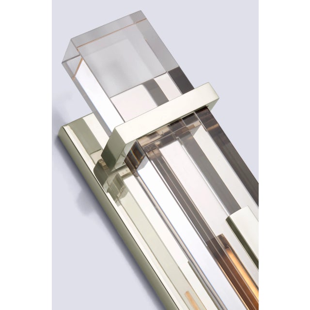 Malik Large Sconce in Polished Nickel with Crystal Designer: Ian K. Fowler Height: 19.25" Extension: 3" Backplate: 4.5" x...