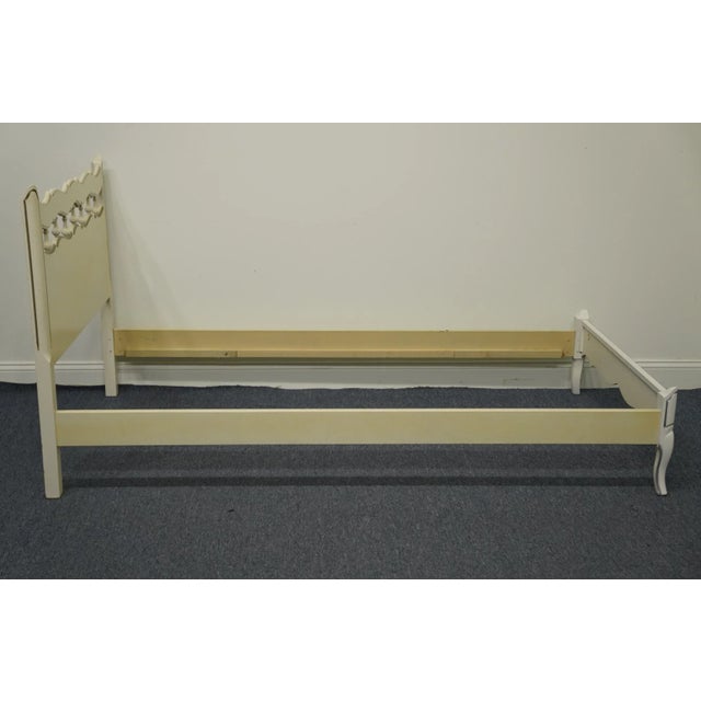 Thomasville Furniture Cream / Off White Painted French Provincial Twin Size Bed For Sale In Kansas City - Image 6 of 7