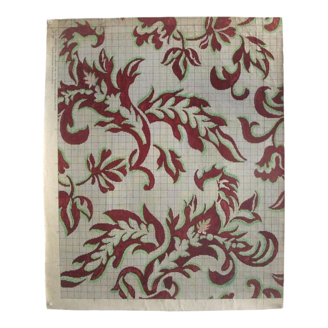 Antique Jacquard Design on Paper For Sale