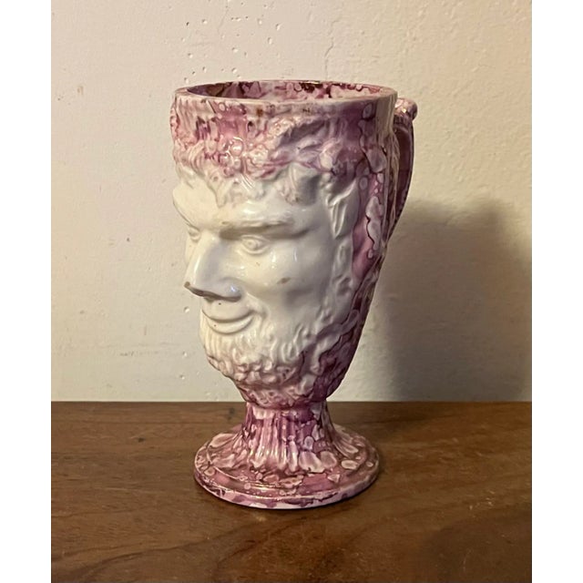 Ceramic Antique 19th Century English Staffordshire Pink Luster Satyr Head Mug With Frog Inside For Sale - Image 7 of 12