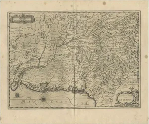 Antique Map of Guyenne attributed to Janssonius, 1657