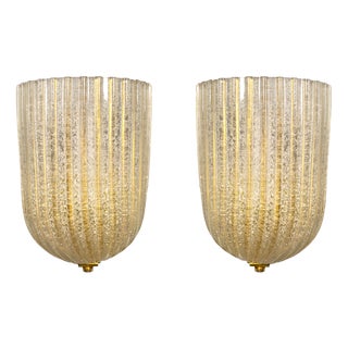 Italian Murano Glass Wall Lamps from Barovier & Toso, 1970s, Set of 2 For Sale