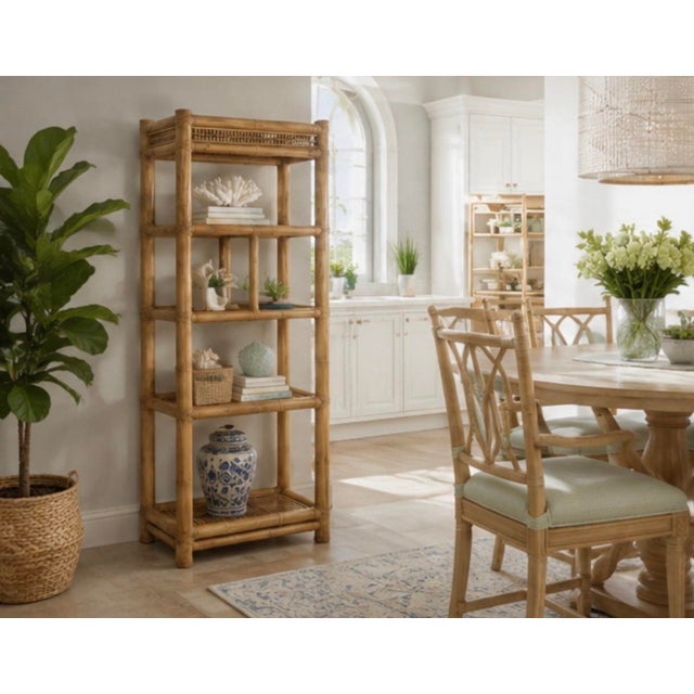 Vintage Mid-Century Palm Beach Regency Bamboo and Rattan Etagere For Sale - Image 11 of 12