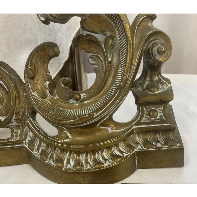 Metal Vintage French Brass Adjustable Fireplace Fender For Sale - Image 7 of 9
