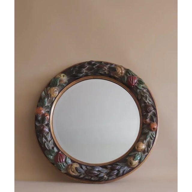La Barge Carved Fruit Round Beveled Mirror by La Barge For Sale - Image 4 of 4