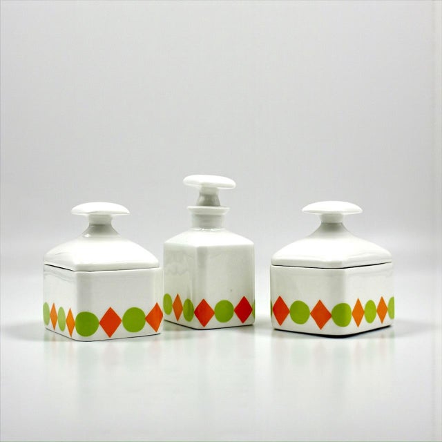 Green French Art Deco Limoges Porcelain Toiletry Set, 1920s, Set of 3 For Sale - Image 8 of 15