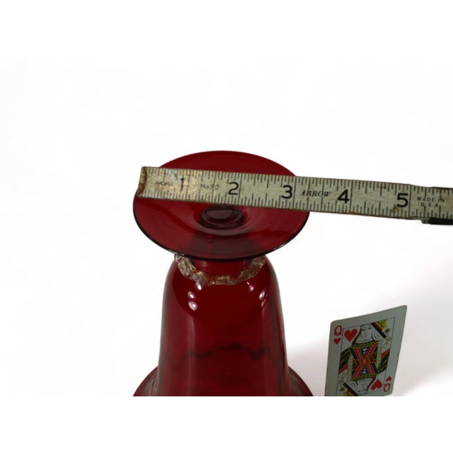 Ruby Red 1920s Salviati Murano Style Vase Red Ruby Gold Dust Venetian Trumpet Shape For Sale - Image 8 of 10