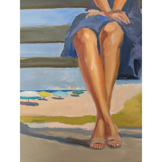 Beach Bench - Oil on Canvas 36x36" For Sale In New York - Image 6 of 6