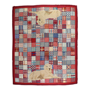 Rare Room Size Large Dog American Hooked Rug