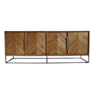 Modern Chevron Salvaged Wood Sideboard Credenza For Sale