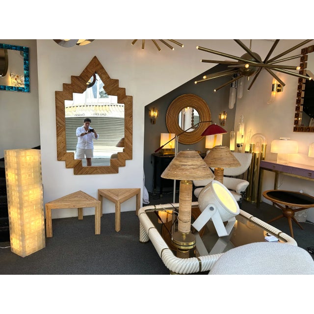 Vivai del Sud Extra Large Rattan Pyramid Mirror by Vivai Del Sud. Italy, 1970s For Sale - Image 4 of 13