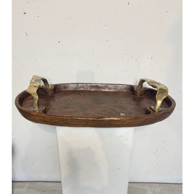 Wood and Brass Tray by David Marshall, 1970s For Sale - Image 11 of 12