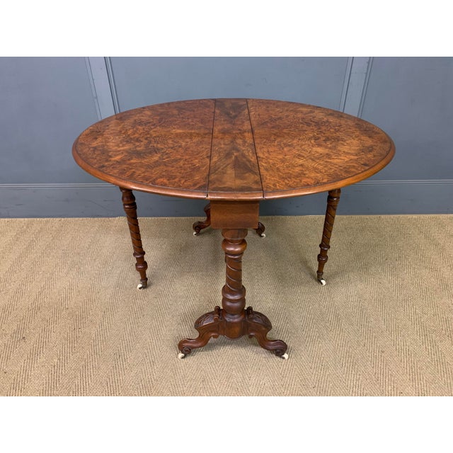 Late 19th Century Large Victorian Burr Walnut Sutherland Table, 1870 For Sale - Image 5 of 10