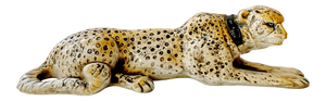 Large 1970 California Pottery Leopard Sculpture, Glazed Ceramic Hollywood Regency Icon