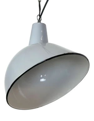 Industrial Grey Enamel Factory Pendant Lamp, 1960s