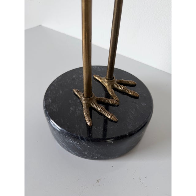 Pair of Life-Size Vintage Brass Crane Sculptures on Black Marble Bases For Sale - Image 9 of 12