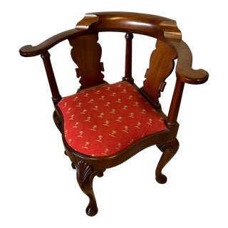 1990s Cherry Mahogany 18th Century Style Corner Chair For Sale