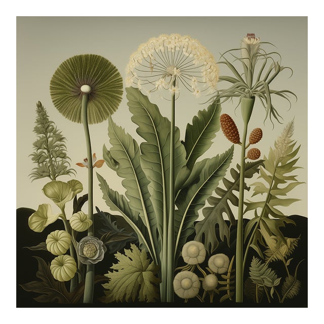 Dark Green Antique Botanical Garden Study No. 2 - Natural History Fine Art Print For Sale