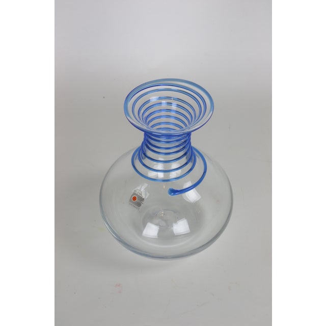 Blenko Swirl Cobalt & Clear Vase Chairish