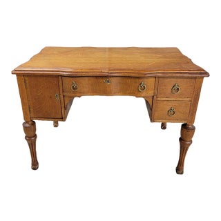 Antique William and Mary Style Tiger Oak Writing Desk For Sale