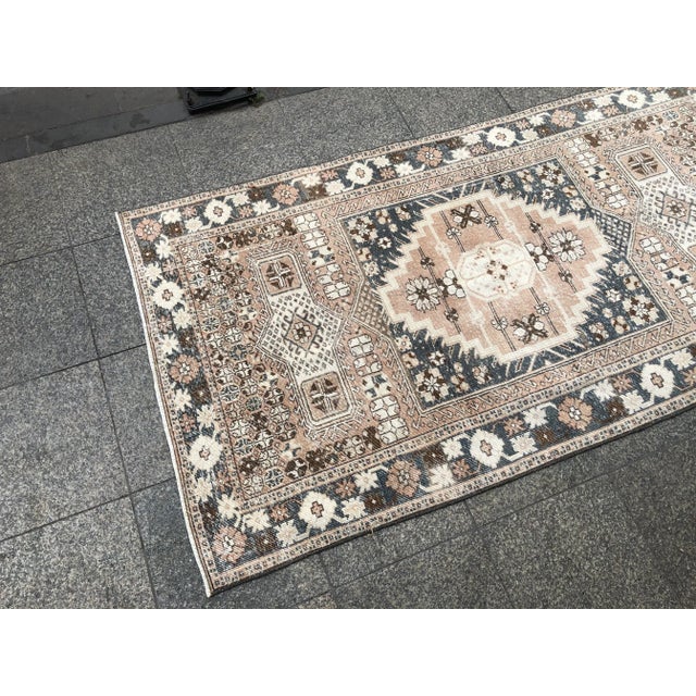 Textile 1960s Vintage Oushak Tribal Bohemian Area Rug- 4′ × 7′1″ For Sale - Image 7 of 11