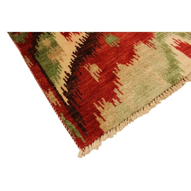 1990s 1990s Ikat Modern Red/Brown Wool Rug - 3'0 X 4'0 For Sale - Image 5 of 8