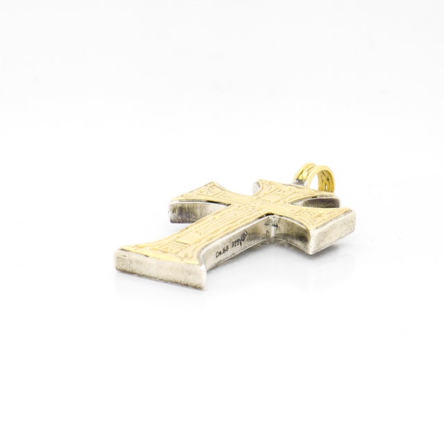 Konstantino 18k and Sterling Silver Byzantine Orthodox Style Pendant Cross For Sale - Image 9 of 12