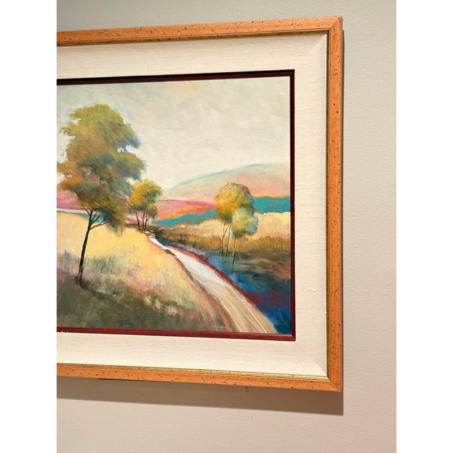 Mid-Century Modern 1970s Large Framed Landscape Painting by Artist R. A. Brandes MCM For Sale - Image 3 of 12