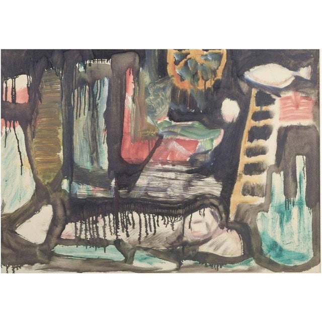 Scandinavian Artist, Abstract Composition, Mid-20th Century, Oil on Board For Sale - Image 5 of 5