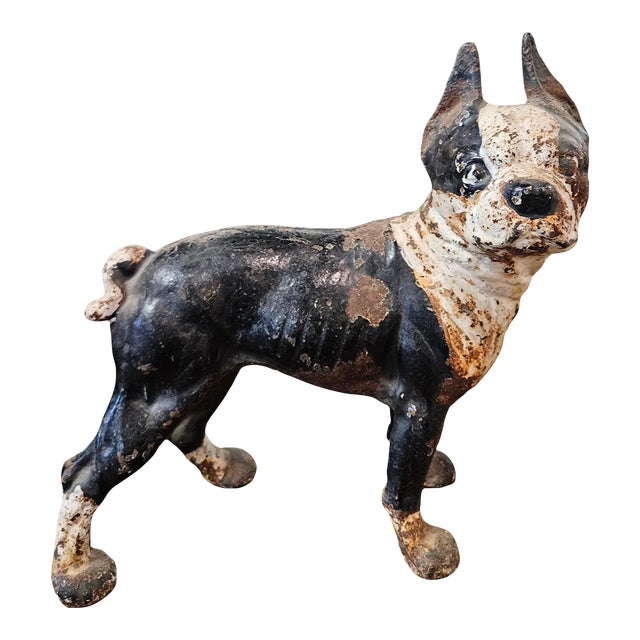 1940s Cast Iron Boston Terrier Doorstop by Hubley For Sale