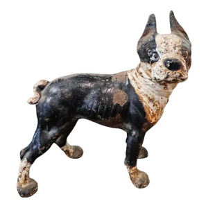 1940s Cast Iron Boston Terrier Doorstop by Hubley