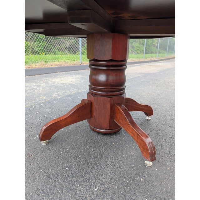 Wood Vintage 54" Octagonal Poker & Chess Game Table With Vibrant Red Felt For Sale - Image 7 of 18