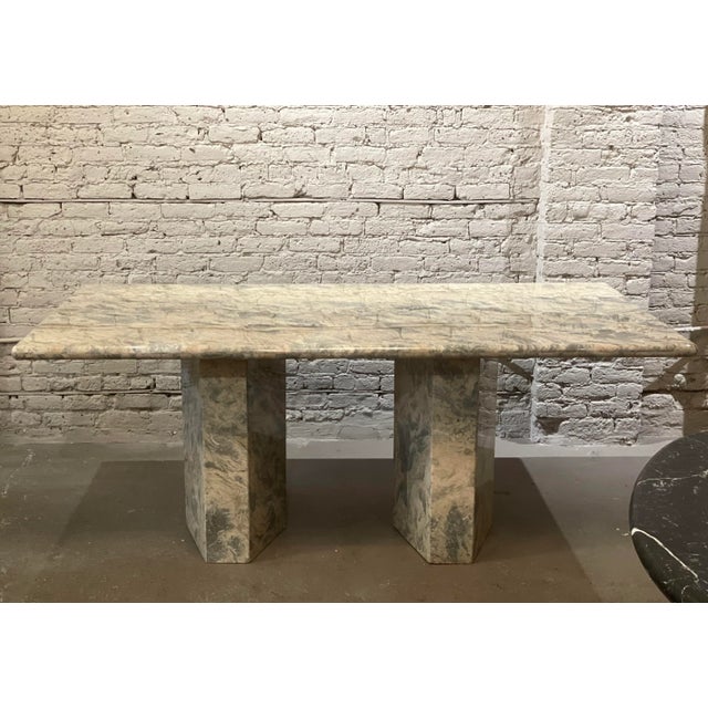 1980s Blue Gray Marble Vintage Postmodern Dining Table For Sale - Image 13 of 13
